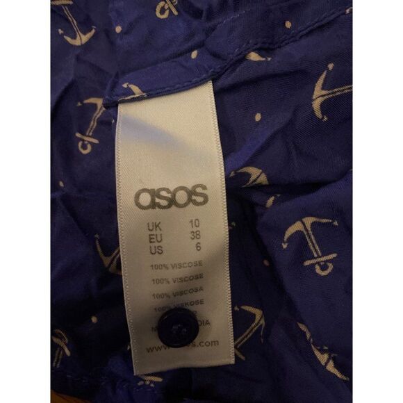 ASOS, women's maternity blue anchor patterned racerback tank top size 6 - Picture 6 of 8